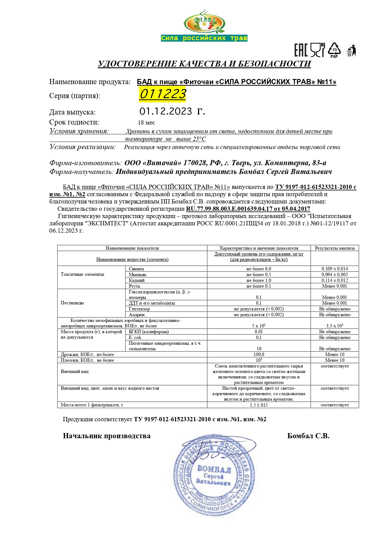 Паспорт №122023